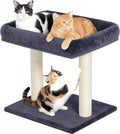 19" Small Cat Tree with Scratching Post for Indoor Cats with Perch | Dark Gray, Removable 19"×15.8" Perch Bed, Dual Natural Sisal Scratcher,Small Cat Tower,Space-Saving by KinoTail