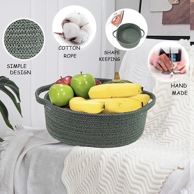 COMFY-HOMI Round Rope Basket with Handles for Shelves,Toys,Book, Cloth Storage Baskets for Organizing Toy Decorative Organizer for Living Room, Bathroom - Image 6