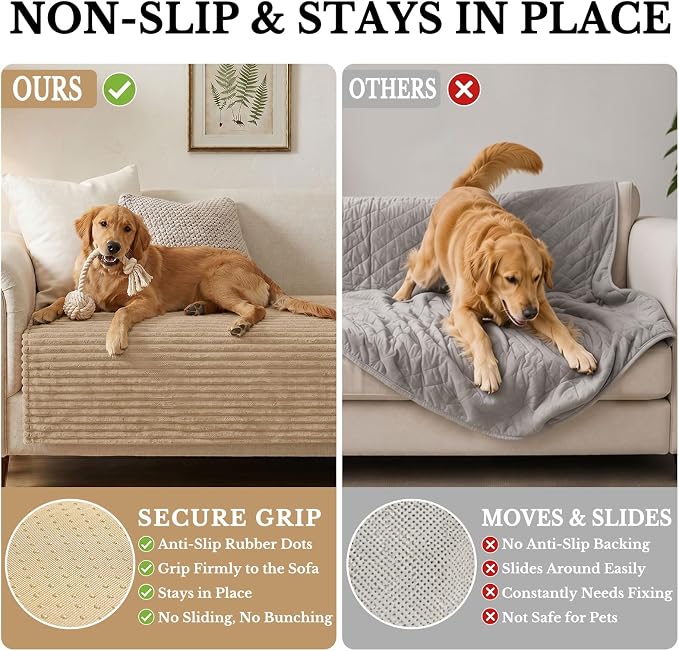 Smiry Waterproof Couch Cover for Dogs, Washable Non Slip Plush Protector | Waterproof Protection, Plush Flannel, Non Slip Backing, Pet Hair & Scratch Protection, Soft Cover (36" x 82.7") - Image 3