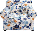 hyha Stretch Couch Covers, Chair/Sofa Covers, Armchair Slipcover for Dogs | Floral Pattern, Printed, 2 Pieces, Separate Couch Cushion Slipcover, Soft Chair Cover with Elastic Bottom for Pets (Armchair) by hyha