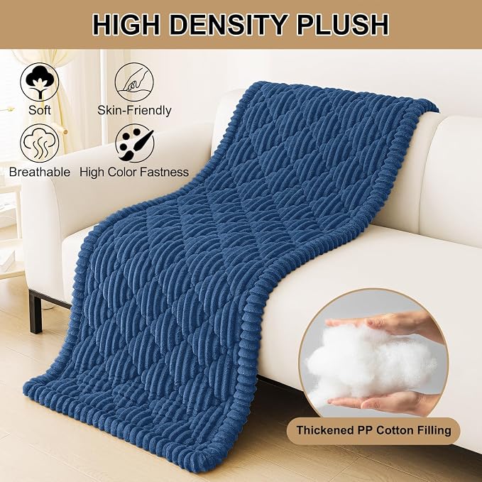 Smiry Couch Cover for Dogs Washable, Non Slip Fuzzy Pet Sofa Protector | Soft Thick Furniture Cover for Sofa, Loveseat and Sectional, Scratch & Pet Hair Resistant (Navy, 27.6" x 70.9") - Image 9