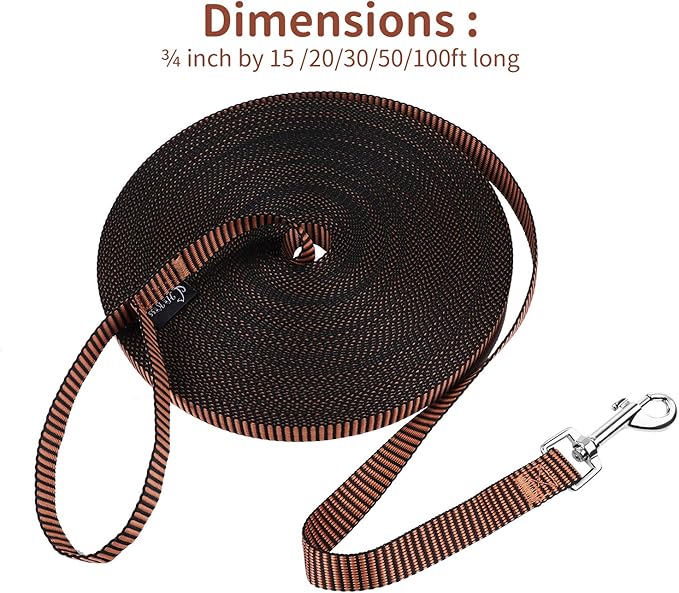 Hi Kiss Dog/Puppy Obedience Recall Training Agility Lead - 15ft 20ft 30ft 50ft 100ft Training Leash - Great for Training, Play, Camping, or Backyard(100ft,Black_Orange) - Image 4