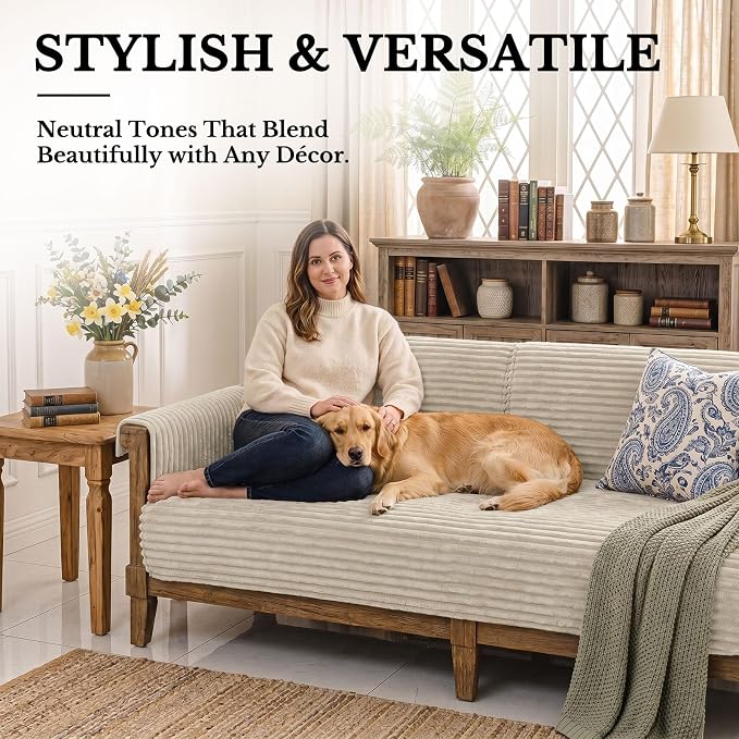 Smiry Waterproof Couch Cover for Dogs, Washable Non Slip Plush Protector | Waterproof Protection, Plush Flannel, Non Slip Backing, Pet Hair & Scratch Protection, Soft Cover (36" x 82.7") - Image 2