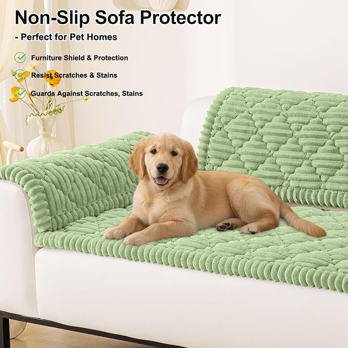 Smiry Couch Cover for Dogs Washable, Non Slip Fuzzy Pet Sofa Protector | Soft Thick Furniture Cover for Sofa, Loveseat and Sectional, Scratch & Pet Hair Resistant (Sage Green, 27.6" x 82.7") - Image 11