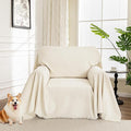 MYSKY HOME Oversized Chair Cover, Armchair Couch Cover for 1 Cushion, Washable Recliner Covers Sofa Protector with Tassel, Beige, 71"X91" by MYSKYHOME