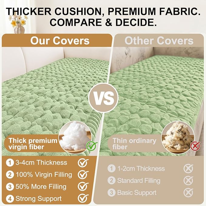 Smiry Non Slip Couch Covers for Dogs, Scratch Resistant Pet Sofa Protector | Machine Washable Soft Fuzzy Thick Furniture Cover for Sofa Loveseat Sectional Large Dogs, Sage Green, 27.6" x 47" - Image 4