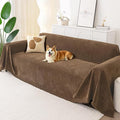 Smiry Couch Cover for Dogs, Chenille Sofa Covers for 3 Cushion Couch | Washable Soft Sofa Slipcover for Pets, Thick Sectional Furniture Protector with Tassels (Chocolate, 88.5x118 Inch) by Smiry