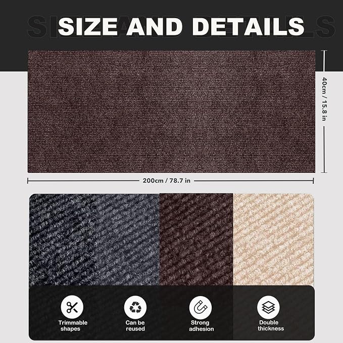 78.7"X15.8" Self-Adhesive Cat Scratching Mat - Durable Couch Protector from Cat Claws, DIY Furniture Protector from Cats Scratching, Sticky cat Scratch wall mat- No Residue, Safe for Cats (Brown) - Image 6