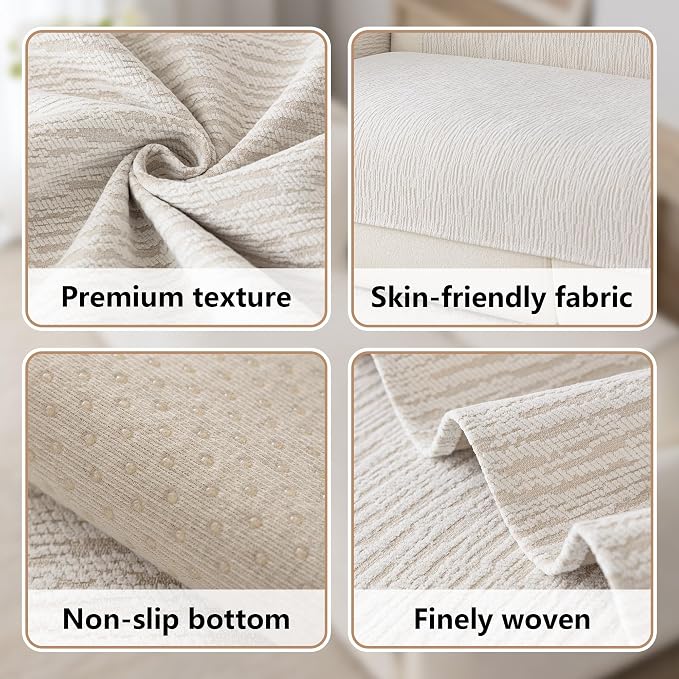Waterproof Couch Cover for Dogs,Nonslip Sofa Cover for L Shaped Sofa,Washable Furniture Protector Pet Friendly(White,36"x70") - Image 5