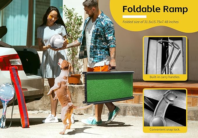 PawStep 50894 Pet Ramp for Dogs & Cats – Foldable Portable Dog Ramp with Poly Grass Non-Slip Surface, Lightweight Travel Ramp for Cars, SUVs, Beds & Couches - Image 4