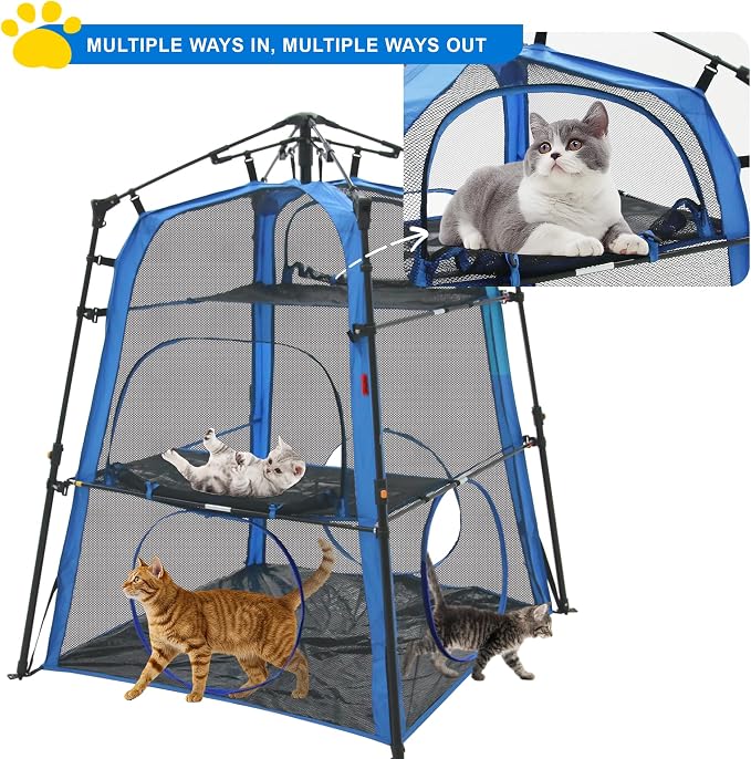 Cat Tower Tent,Outdoor Patio Cat Enclosures with Breathable Mesh,Indoor Playpen Portable Exercise Tent - Image 6
