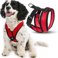 Gooby Comfort X Head-in Dog Harness, Choke-Free, Red, Large | Patented choke-free X-frame; Secure head-in fit; Lightweight breathable mesh; Back metal D-ring; Machine washable by Gooby