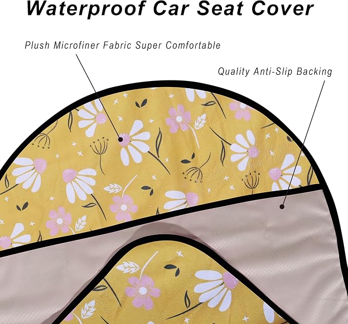 Car Seat Cover Protector Front Seats,for Gym Workout,Running,Swimming,Beach and Hiking,Waterproof Sweat Towel Bucket Seat Covers for Cars SUV Trucks (Chamomile and Yellow, 2Pcs) - Image 5
