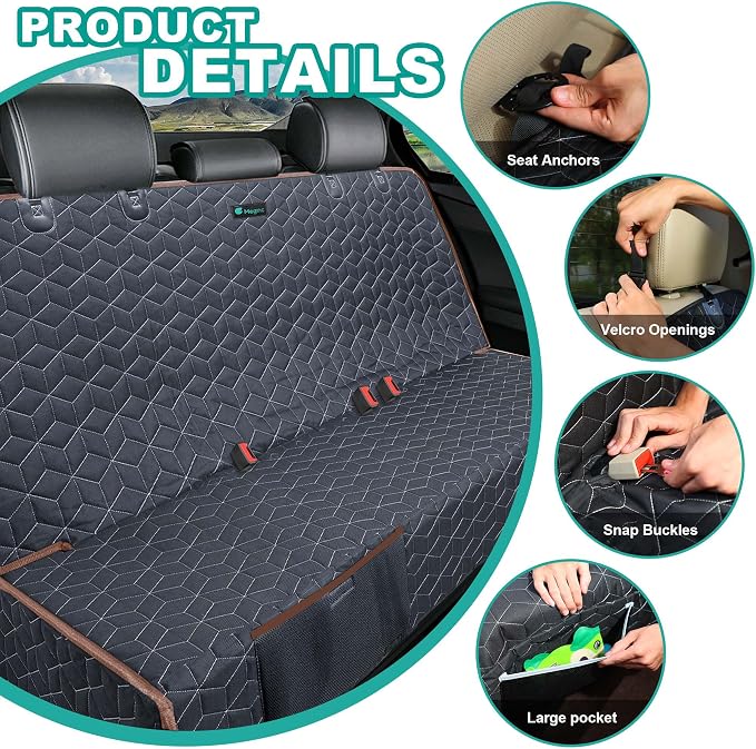 Meginc Bench Seat Covers for Trucks,Dog Car Seat Covers for Ford f150/Ram1500/Nissan Frontier/Toyota Tacoma/GMC Canyon,Nonslip Truck Seat Cover for Dogs (Brown) - Image 7