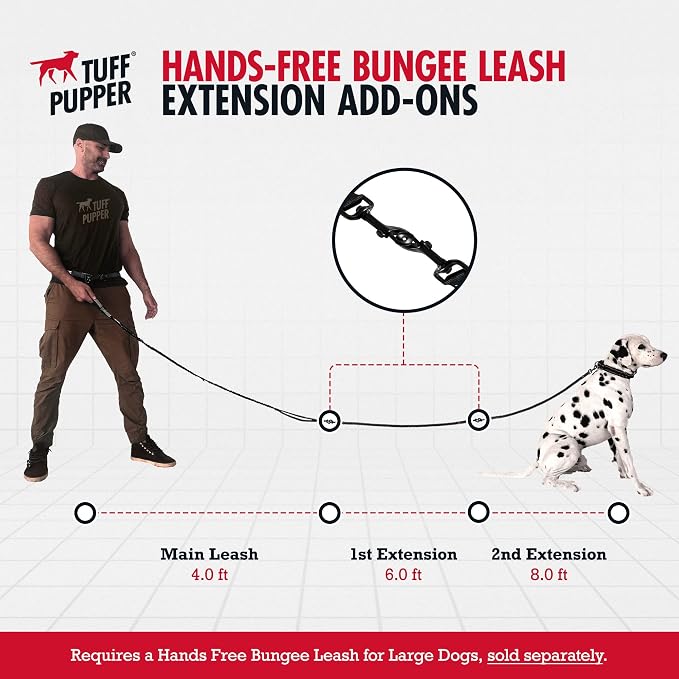 Tuff Pupper Hands Free Bungee Dog Leash, Waist Belt for Running & Walking | Heavy Duty for One Large Dog up to 125 lb, Shock Absorbing with Lumbar Support & Reflective Padded Handles for Jogging - Image 6
