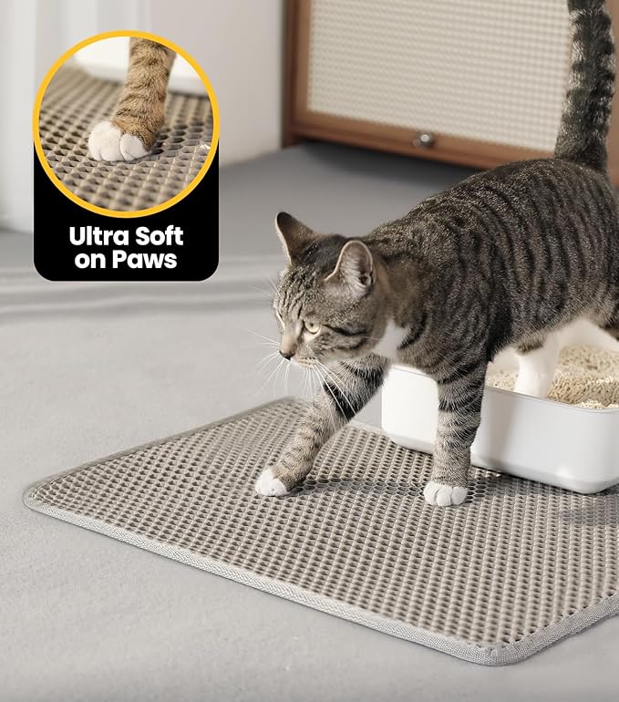 Cat Litter Mat New Size 23.6"x14.6" for Small Spaces, Upgrade Super Waterproof Back Layer Litter Box Mat, Non Slip, Durable, Soft on Paws Kitty Trapping Matt, Pink - Image 8