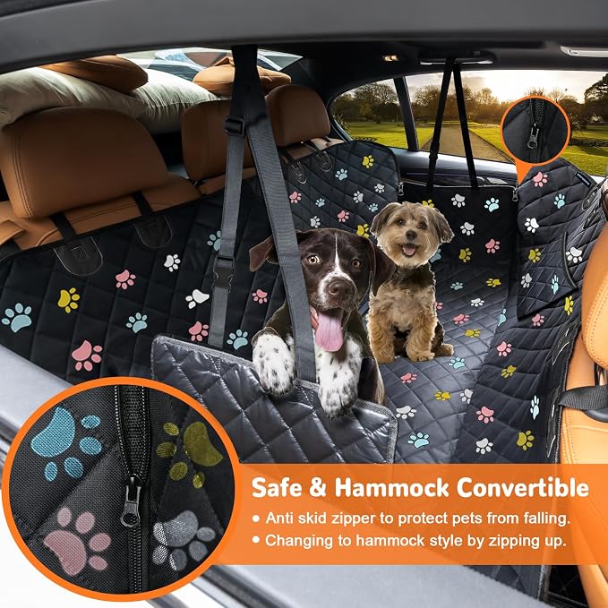 URPOWER XL Dog Seat Cover for Full-Size Truck Back Seat, Waterproof Hammock | 600D Oxford, Side Flaps with Zippers, Scratch Resistant, Non-Slip, Easy Install, Machine Washable, Dog Seat Belt Included - Image 2