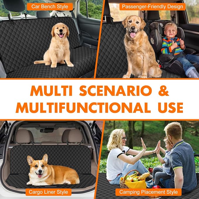 Waterproof Dog Backseat Cover for Cars, Non-Slip Pet Seat Protector,M-Black - Image 6