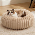 Bedsure ComfyFleece™ Donut Cat Bed for Indoor Cats with Washable Cover | 20x20x6in, Calming Round Kitten Beds,Support Plush Puppy Bed, Removable Corduroy Fleece,Anti Slip Bottom,Sandy Beige by Unknown