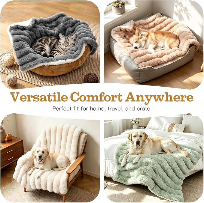 Cat Blanket for Indoor Cats, Soft Rabbit Fur Kitten Blanket 21x17 White | Nodarko Double-Sided 600GSM Rabbit Fur & Soft Fleece Cat Blanket, Washable Pet Blanket for Couch, Cat Bed & Window Perch - Image 6