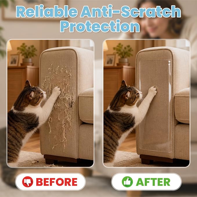 Anti Cat Scratch Furniture Protector, 161.5" x 12.4" | Cat Scratch Deterrent Protection, Clear Single-Sided, Strong Adhesion, Residue-Free, Couch,sofa,& Wood Furniture - Image 5