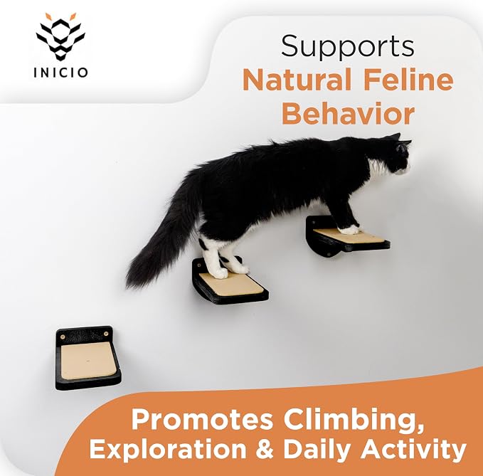 INICIO Cat Wall Steps, Set of 3, Black | 8.7"x4.7", Floating Steps, For Climbing or Playing - Image 6