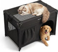 36 Inch Collapsible Travel Dog Crate, 4 Doors & Soft Pet Mat | Portable Dog Travel Crate for Medium Dogs,Large Storage Bag & Breathable Mesh,Soft Sided Dog Crate for Indoor & Outdoor Black by Betulabulo