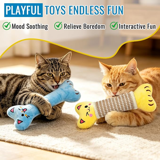 ENNOKEY Catnip Cat Toys Pillows for Indoor Kittens Kicker Chew, 9.45 Inches | Crinkle Sound, Durable Soft Sisal Material, Safe Teeth Cleaning, Interactive Fun - Image 7
