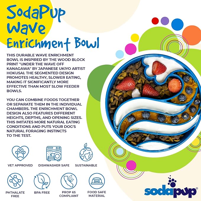 SodaPup Wave Enrichment Bowl – Durable Enrichment Slow Feeder Bowl Made in USA from Non-Toxic, Pet-Safe, Food Safe Material for Mental Stimulation, Slowing Down Eating, Healthy Digestion, & More - Image 3