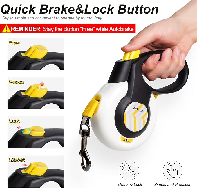 Fida AutoBrake Heavy Duty Retractable Dog Leash, 16 ft, for Dogs that Pull | AutoBrake Design for Safety Control, Dog Walking Leash for Medium Breeds up to 55 lbs, 360° Tangle Free, Soft Grip - Image 4