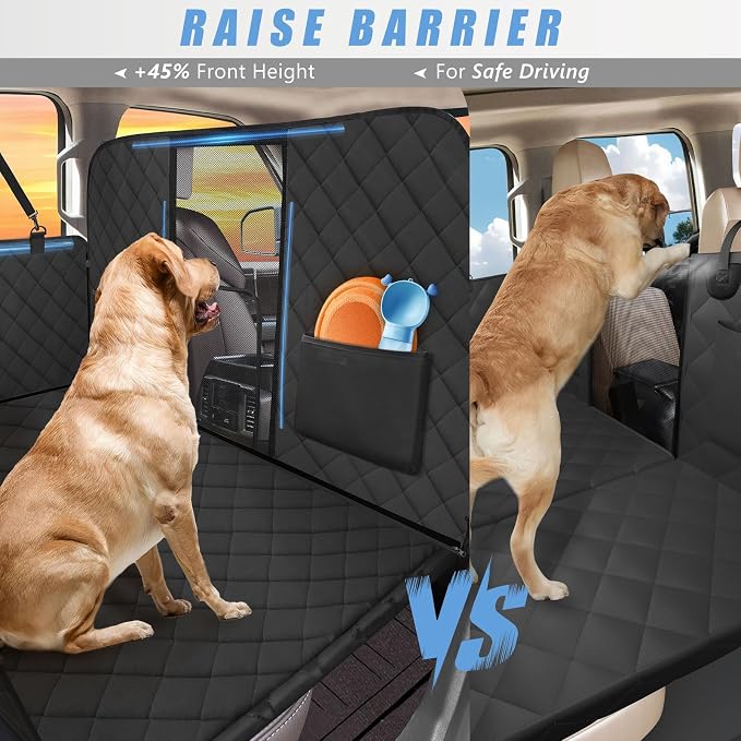 Hard Bottom High Barrier Dog Truck Seat Cover for Crew Cab Trucks | Pet Hammock for F150, RAM1500, Sierra, Tundra, Silverado, Extender Space, 600D Oxford, Holds 420lb, Waterproof, Easy to Set - Image 3