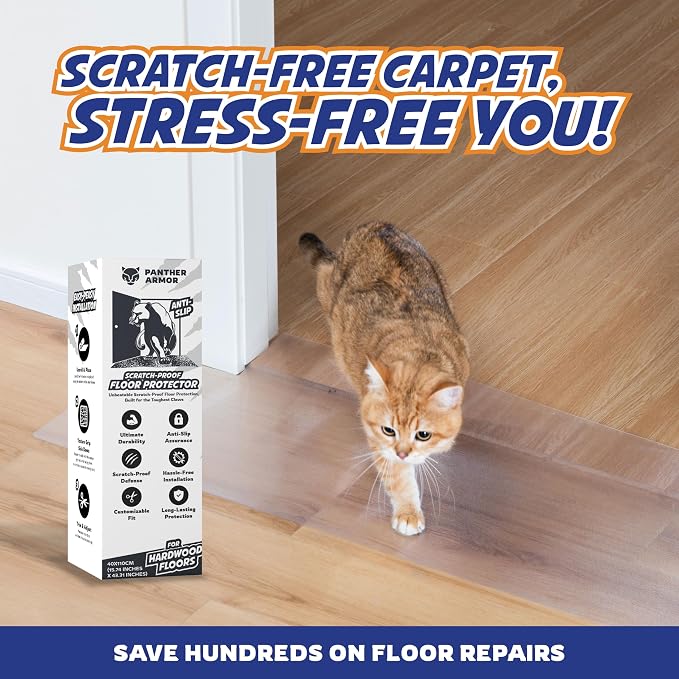 Panther Armor Hardwood Floor Protector for Pets, Runner Mat 16 x 43 in | Stops cats scratching doorways and hardwood floors. Door scratch protector and plastic runner mat - Image 6