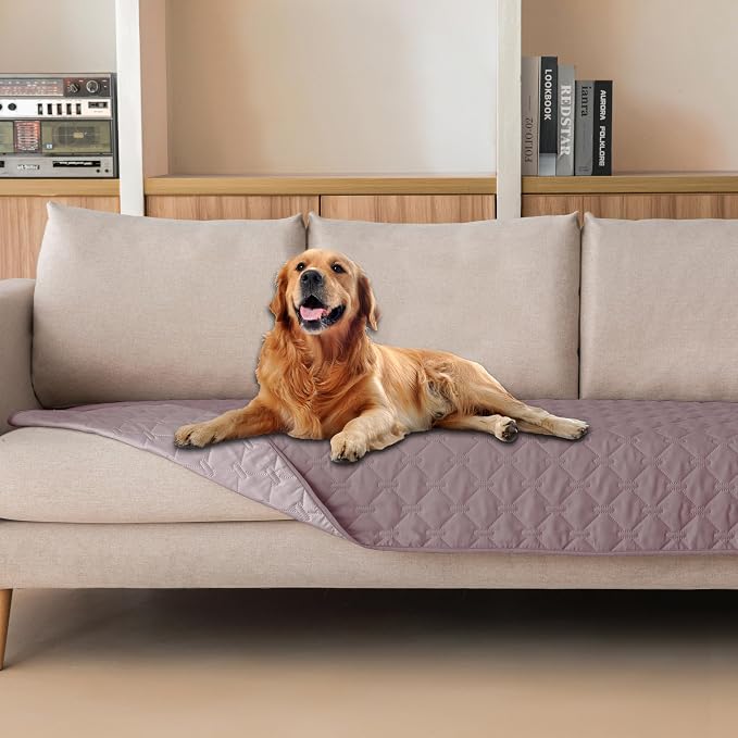 gogobunny 100% Double Sided Waterproof Dog Blanket Soft Pet Bed Cover Reversible Protect Furniture Couch Sofa Car for Puppy Large Dog Cat (Dark Sea Fog/Light Sea Fog, 30x90 Inch (Pack of 1)) by gogobunny