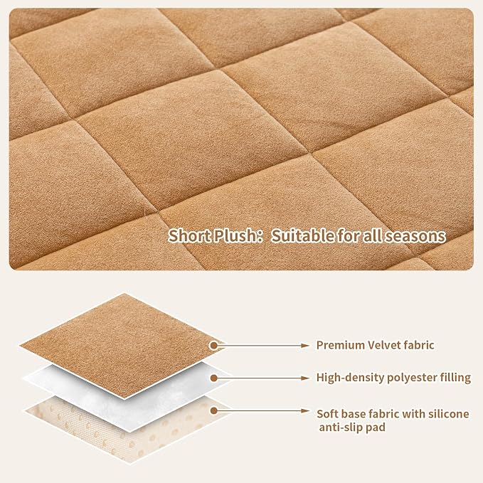 Couch Covers for Dogs, Pet Couch Covers for Recliner, Couchs Protector for Dogs, Sofa Cover for Pets Washable, Dog Cover for Couch, Velvet Couchs Protector for Pets(1PC,Khaki,27.6"×27.6") - Image 2