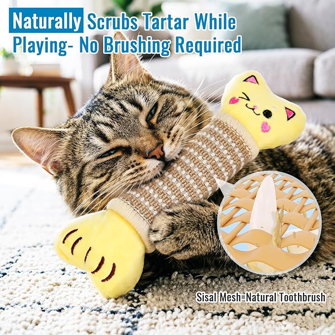 ENNOKEY Catnip Cat Toys Pillows for Indoor Kittens Kicker Chew, 9.45 Inches | Crinkle Sound, Durable Soft Sisal Material, Safe Teeth Cleaning, Interactive Fun - Image 3