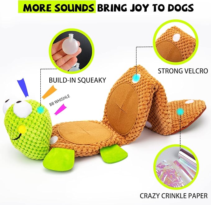 lilfrd Dog Puzzle Enrichment Toy, Squeaky Crinkle Plush Turtle Puppy Toy | Mental Enrichment, Energy Release, Perfect for Small Medium Large Dogs - Image 3