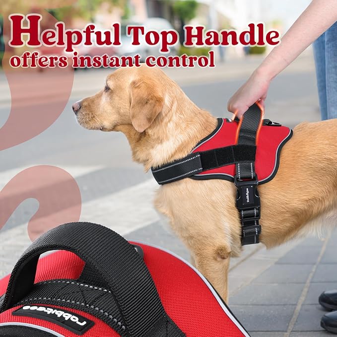 rabbitgoo No Pull No Choke Pet Vest, Adjustable Pet Harness with Molle | Medium Sized Dog Harness, Reflective, Easy Wearing with One Buckle for Walking, Training, Red, M - Image 8