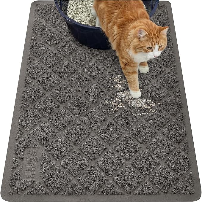 GORILLA GRIP Cat Litter Box Mat, 40x28, Cushioned Coil Mesh Litter Trapping Mats, Scatter Control Supplies for Less Mess, Phthalate Free, Ultra Deep Catch Grooves, Rinse or Vacuum to Clean, Dark Gray by Unknown
