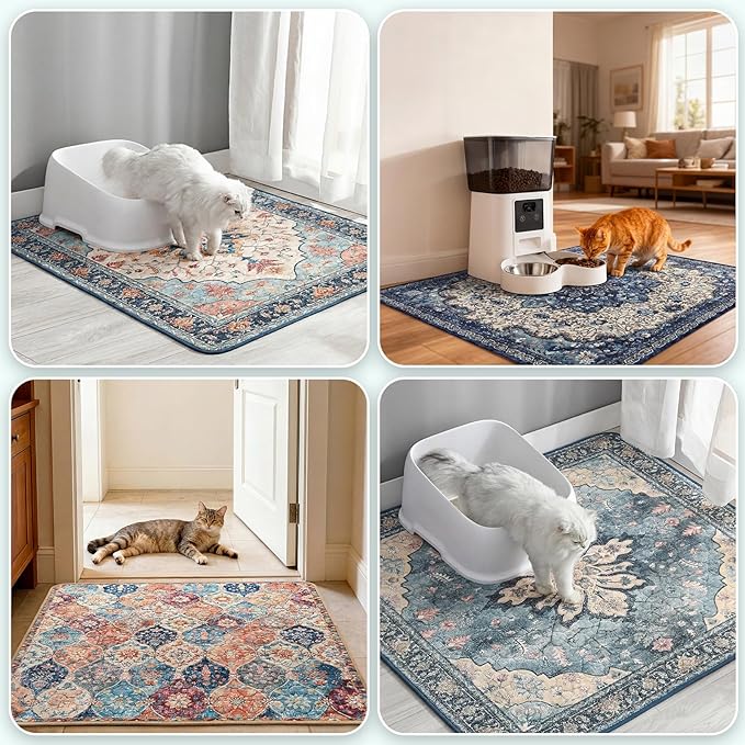 Hompet Cat Litter Mat 2 Pack, 36x36 Large Machine Washable Trapping Mats for Cats, Super Absorbent & Urine-Proof Cat Litter Box Mat for Floor, Waterproof & Non Slip Kitty Litter Rug - Image 4