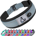 Joytale Reflective Dog Collar for Small Dogs with Wide Padding, Gray | Soft Cushion Reduce Neck Strain, Night Safety Walking, Metal Buckle and Adjustable Eyelets, Separated Dog ID Tag Ring by Joytale