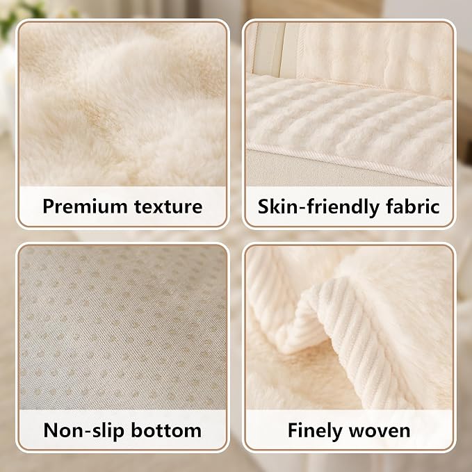 Faux Fur Couch Cover for Dogs, L Shaped Sofa Cover for Pets. | 27"x82",White,L Shaped,Washable,Non-Slip,Furniture Protector,No Linting,Pet Friendly,Living Room. - Image 4