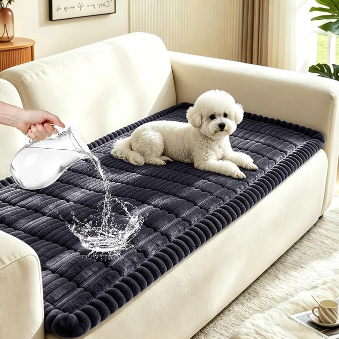 Leakproof Couch Cover for Dogs, Non Slip Washable Sofa Protector | Stain-Resistant Window Seat Cushions Chair Mat Car Seat Cover for Kids Pets (DarkGray 27.6" x 70.9") by Wnote