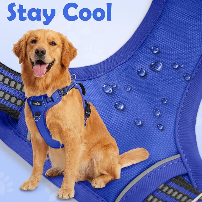 Dog Harness No Pull, Adjustable Pet Vest Harness, Super Soft Material with Vertical Handle Easy Control, Reflective Night Walking, 2 Leash Clips for Medium Sized Dogs, Blue, M - Image 6