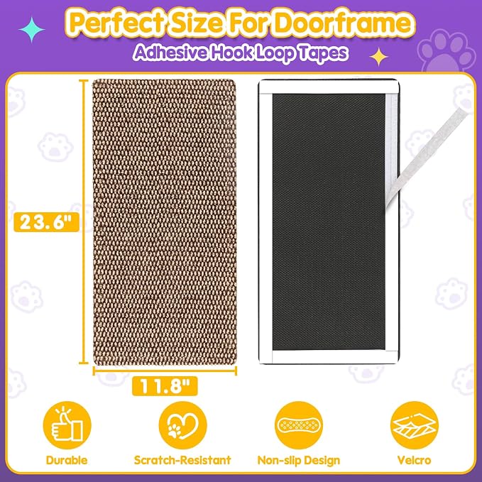Wall Cat Scratcher for Indoor Cats,Corner Furniture Protector Brown | 23.6x11.8" wall corner cat scratcher,Durable scratching board protects door, wall and couch furniture,Easy mount - Image 5