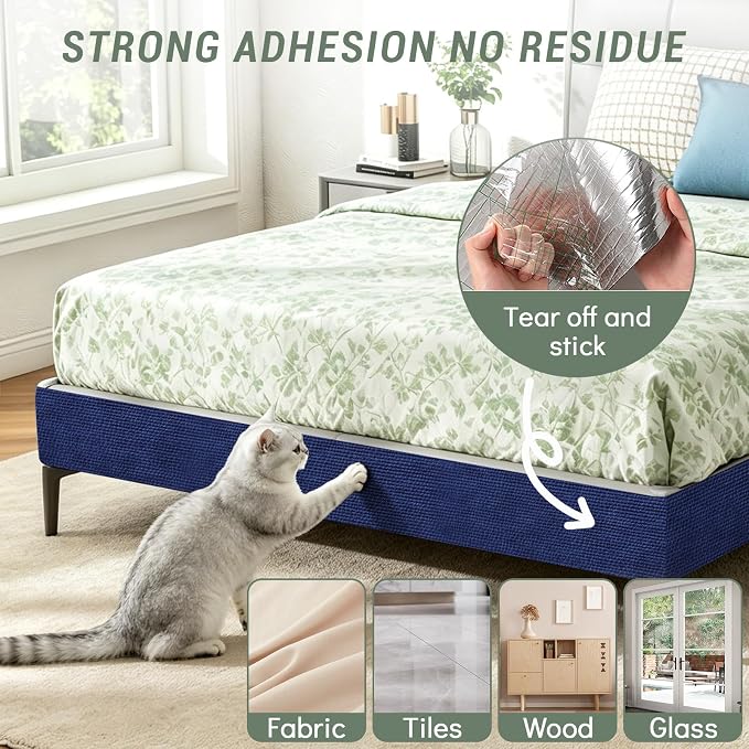 Cat Scratch Couch Protector, 78.7"x15.8" Self-Adhesive Furniture Protector | DIY Couch & Wall Shield Carpet, Trimmable Anti Scratch Mat for Indoor Sofa Bed Door Guard, Heavy Duty, Navy - Image 6