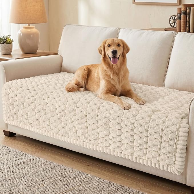 Smiry Non Slip Couch Covers for Dogs, Scratch Resistant Pet Sofa Protector | Machine Washable Soft Fuzzy Thick Furniture Cover for Sofa Loveseat Sectional Large Dogs, Apricot, 43" x 82.7" by Smiry