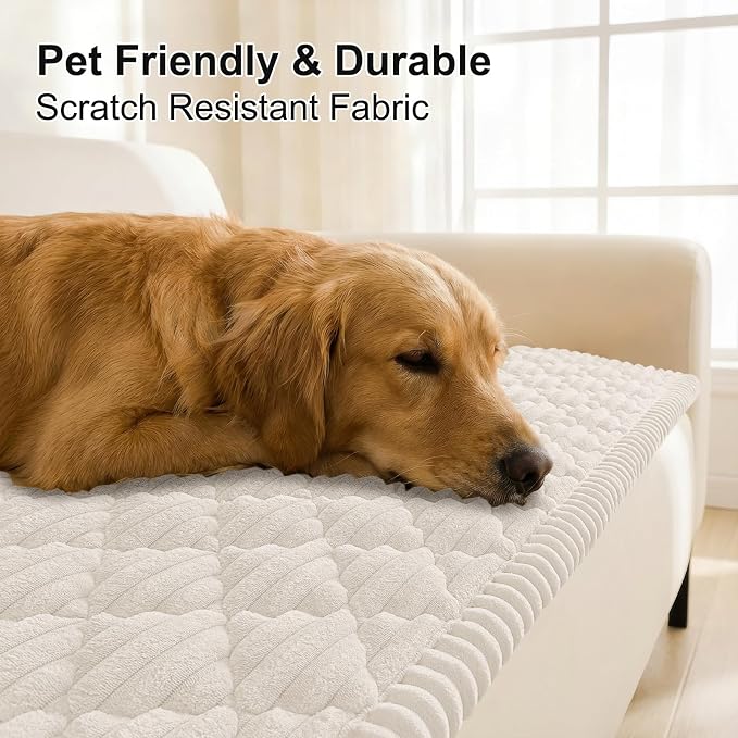 Smiry Couch Cover for Dogs Washable, Non Slip Fuzzy Pet Sofa Protector | Soft Thick Furniture Cover for Sofa, Loveseat and Sectional, Scratch & Pet Hair Resistant (White, 27.6" x 59") - Image 3