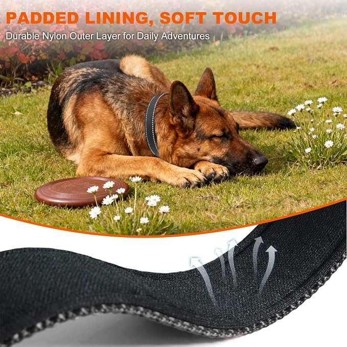 Taglory Reflective Extra Large Dog Collar, Comfortable for Safe Night Walks | Soft Neck Cushioning, Adjustable 18-28 in, Sturdy Webbing Withstands Strong Pullers, Zinc Alloy D-Ring for Leash and ID Tags - Image 4