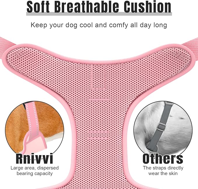 Rnivvi No Pull Dog Harness, Cute Reflective Small Sized Puppy Kitten Harness, Adjustable Soft Padded Vest for Small Dogs, Cats, Heavy Duty Pet Vest with Easy Control Handle for Walking, Pink - Image 4