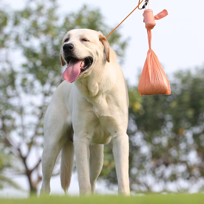 Deo Doo Dog Poop Bags with Handles, 360 Bags, Peach Scented | Easy-Tie, Extra Thick Leak Proof, 30 Refill Rolls for Small and Medium Dog Walks, Pet Waste and Cat Litter Cleanup - Image 6